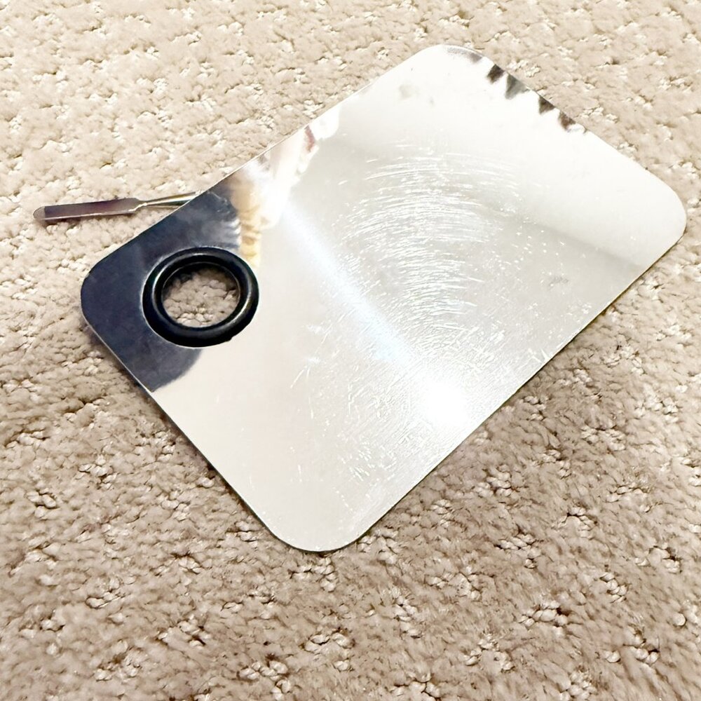 Stainless Steel Square Pro Ladies Makeup Board Cosmetic Palette w Spatula Tool - Picture 4 of 5